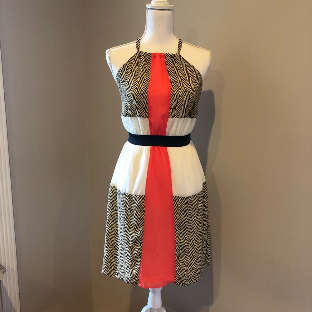 ANTHROPOLOGIE fun cute dress open back halter neck